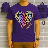 Colorful Neon Cheetah Print Heart Xoxo T-Shirt thumb 6