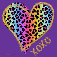 Colorful Neon Cheetah Print Heart Xoxo T-Shirt thumb 7