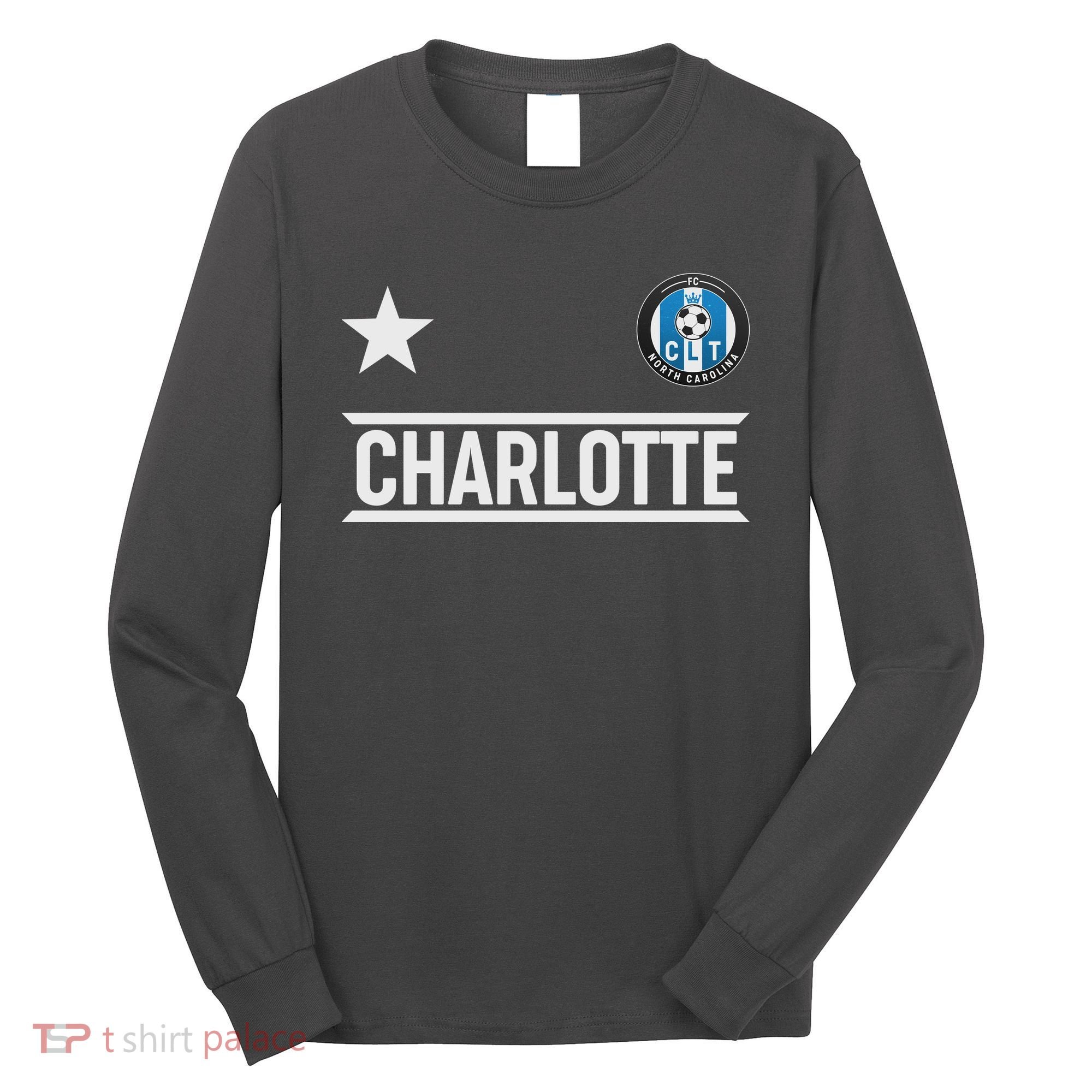 Charlotte North Carolina Soccer Jersey Long Sleeve Shirt