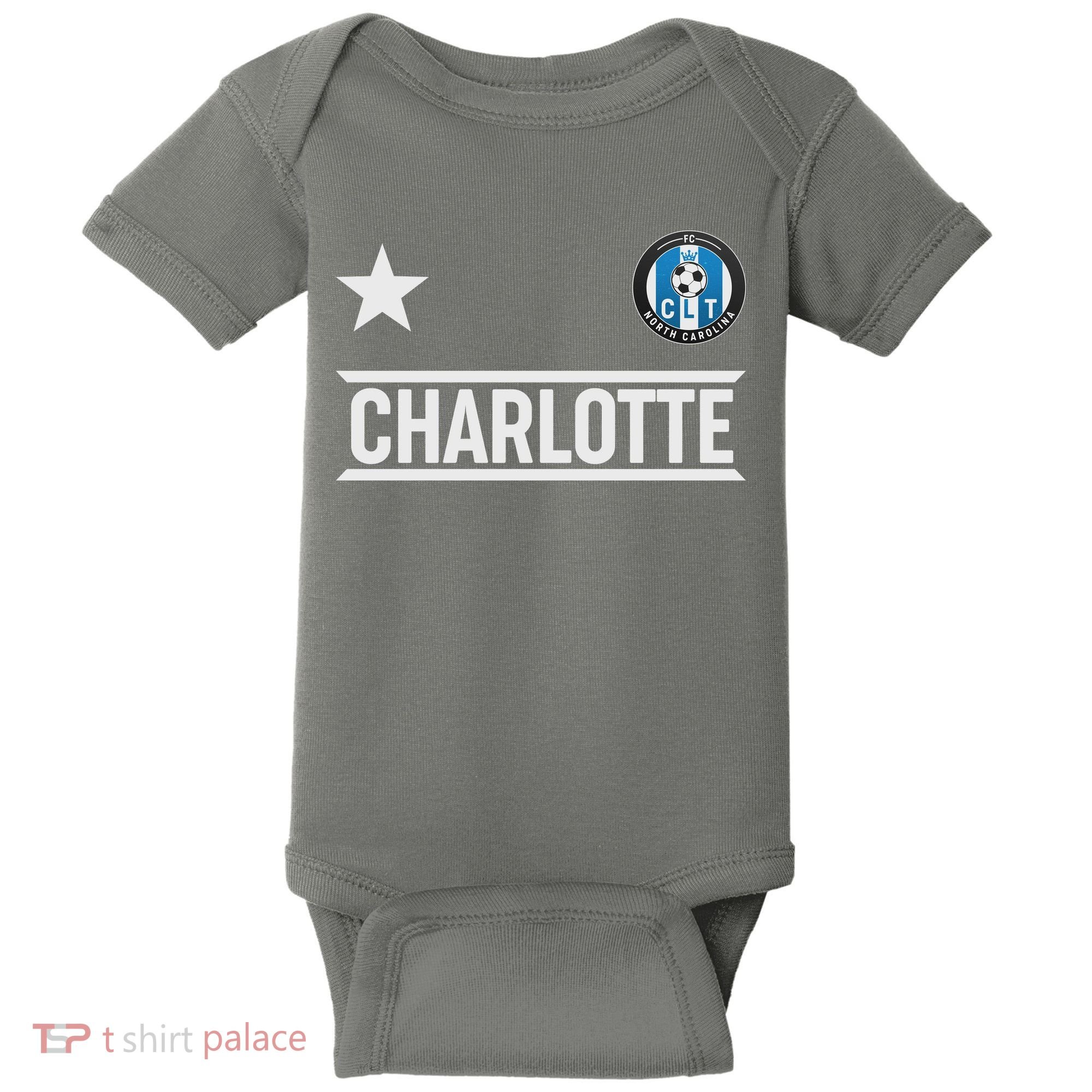 Charlotte North Carolina Soccer Jersey Baby Bodysuit