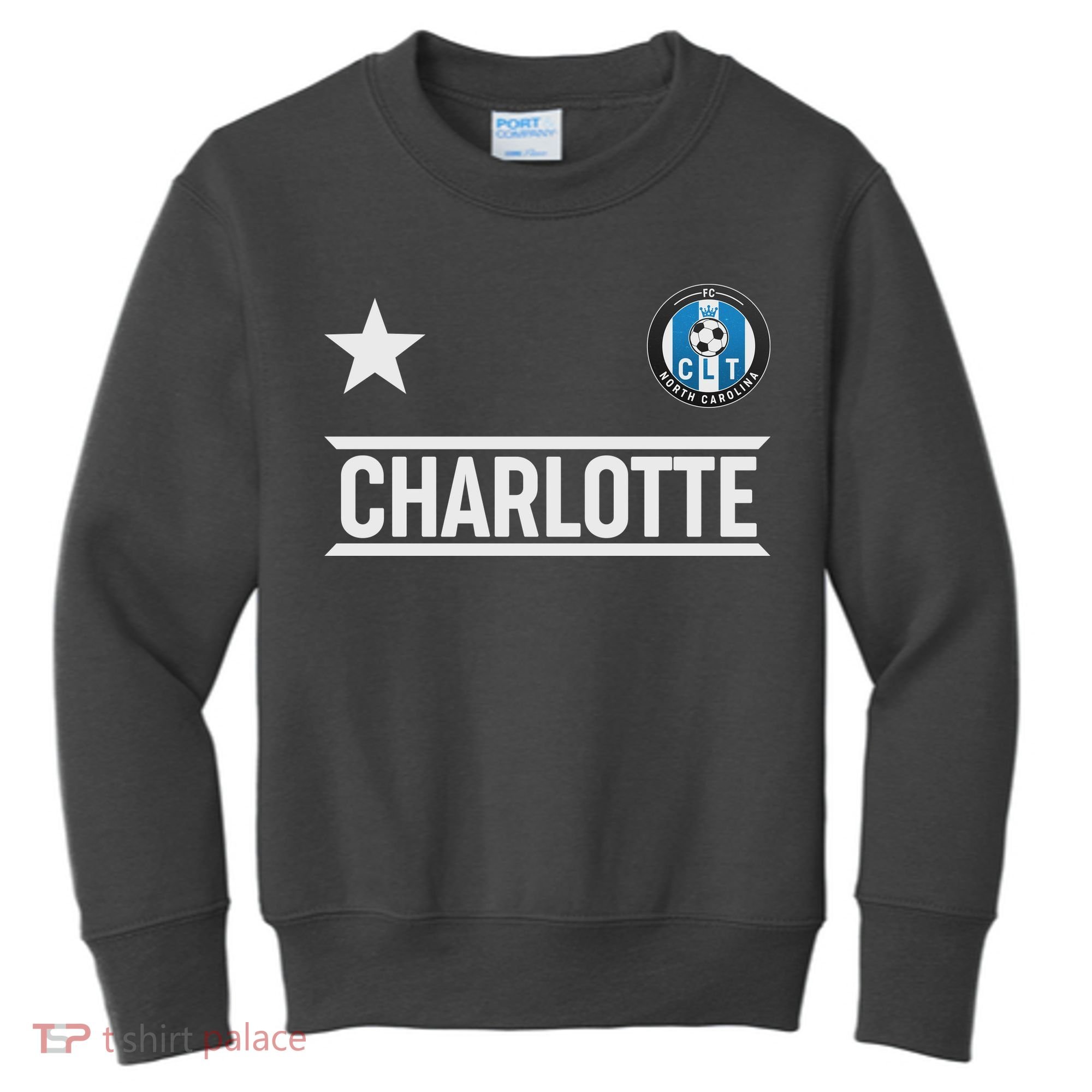 Charlotte North Carolina Soccer Jersey Kids Sweatshirt