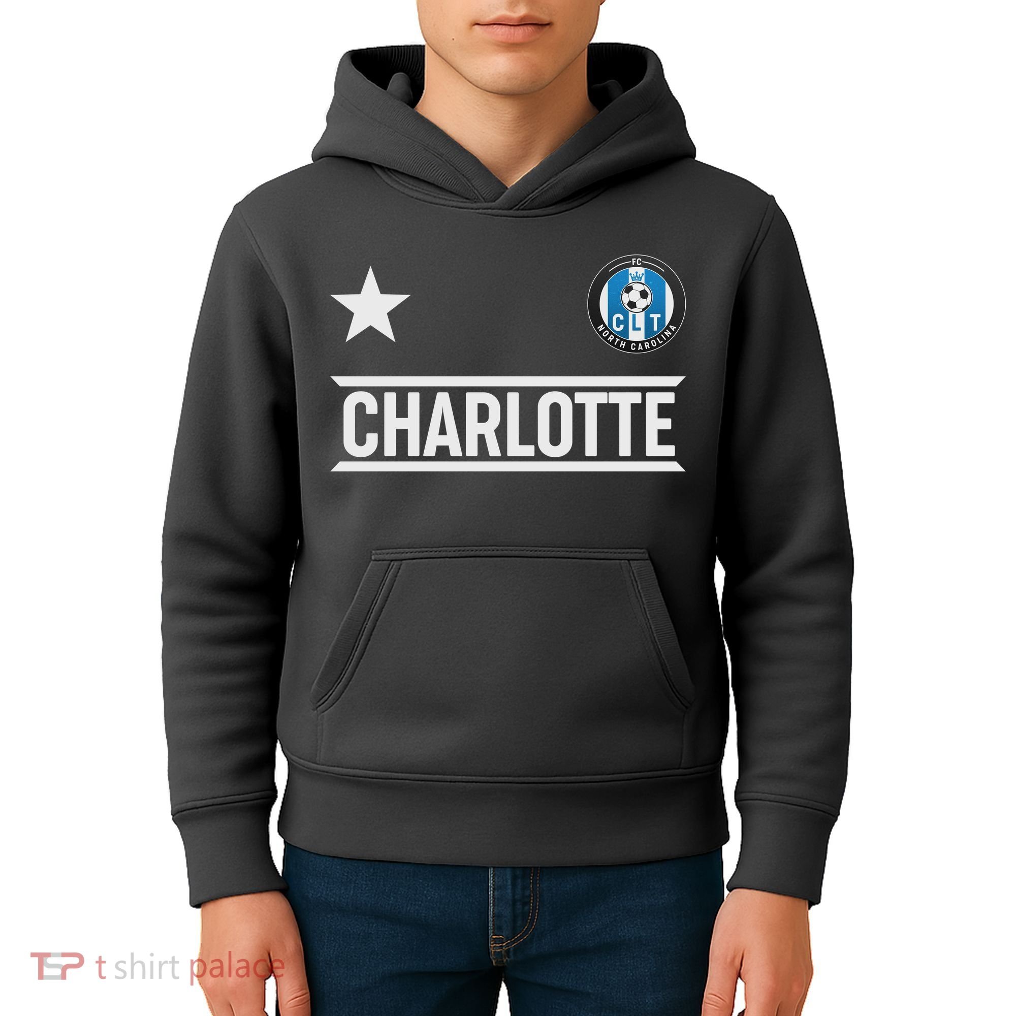 Charlotte North Carolina Soccer Jersey Kids Hoodie
