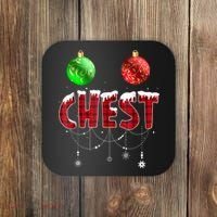 Chest Nuts Christmas Shirt Funny Matching Couple Chestnuts Coaster thumb 0