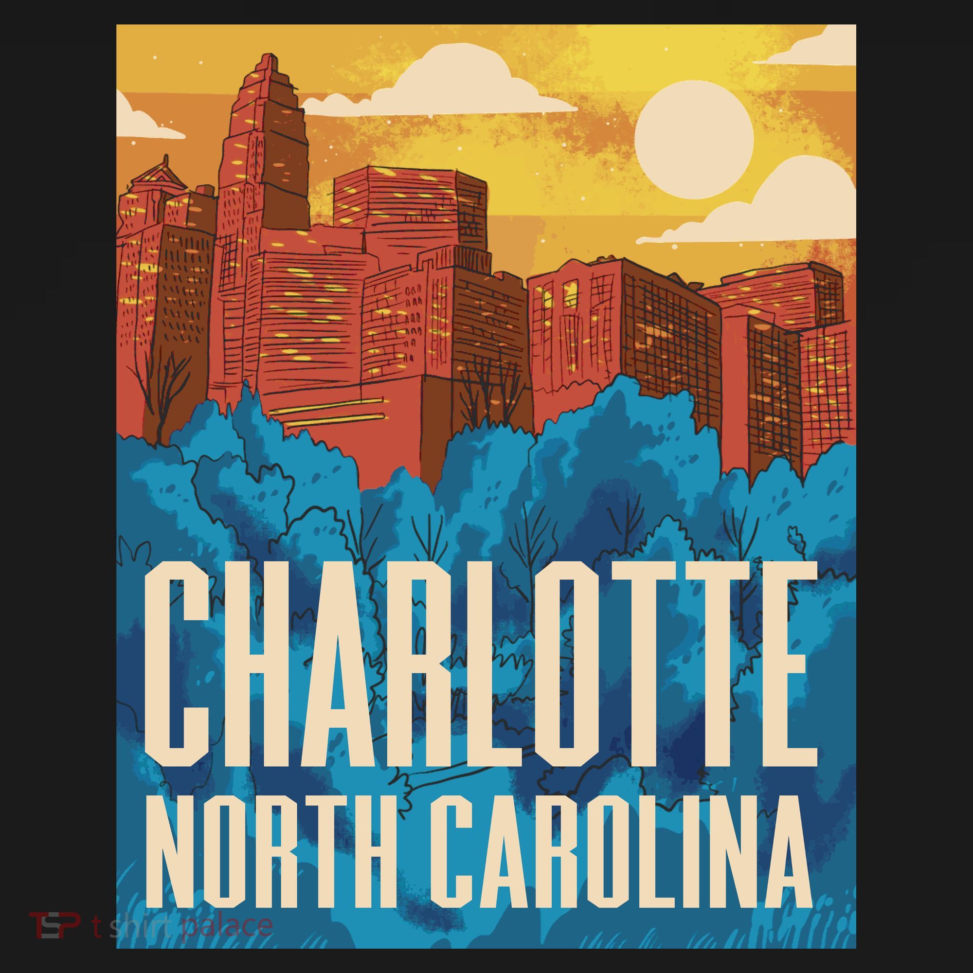 Charlotte North Carolina City Sunset Coaster