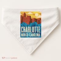 Charlotte North Carolina City Sunset USA-Made Doggie Bandana thumb 0
