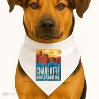 Charlotte North Carolina City Sunset USA-Made Doggie Bandana thumb 1