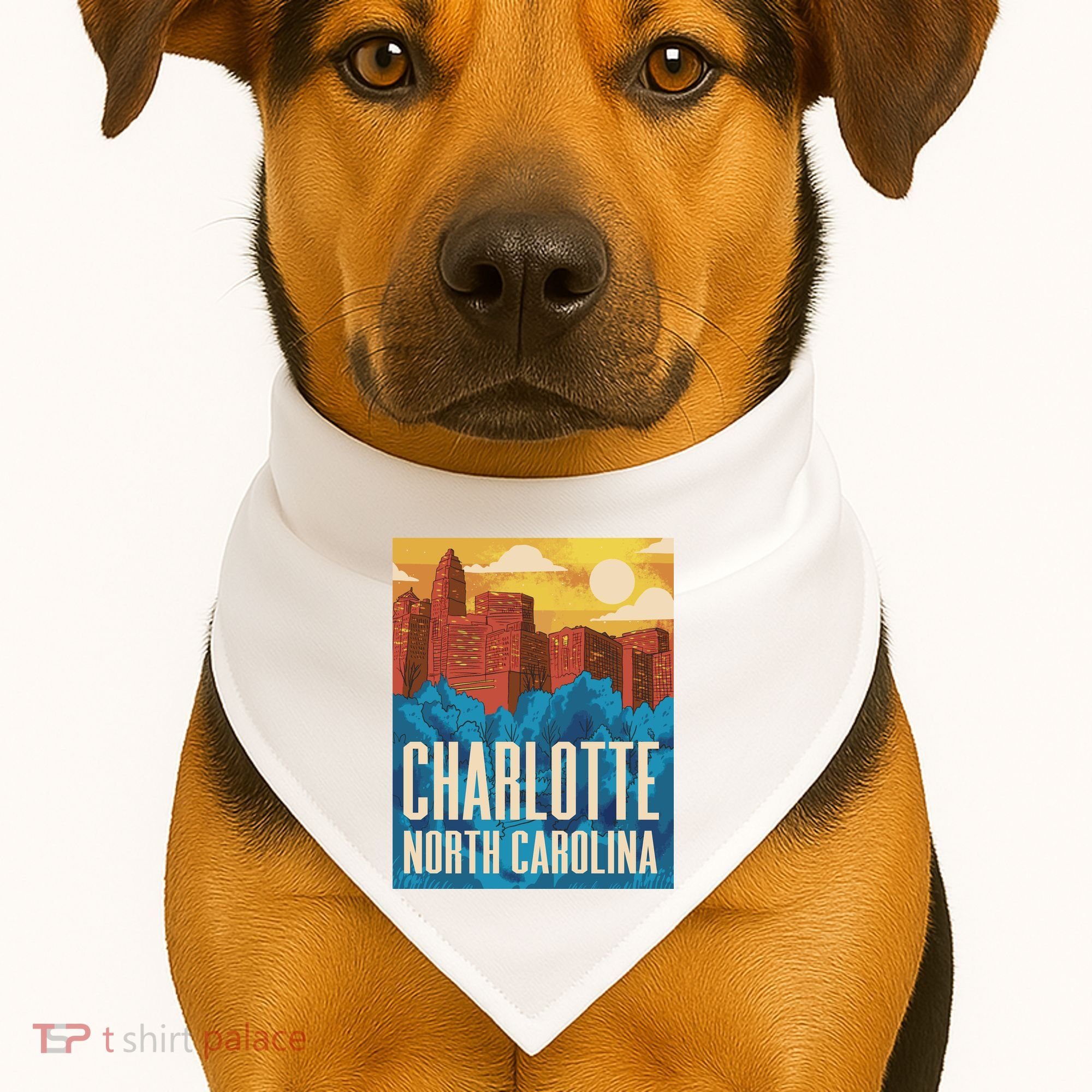 Charlotte North Carolina City Sunset USA-Made Doggie Bandana