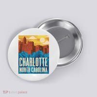 Charlotte North Carolina City Sunset Button thumb 0