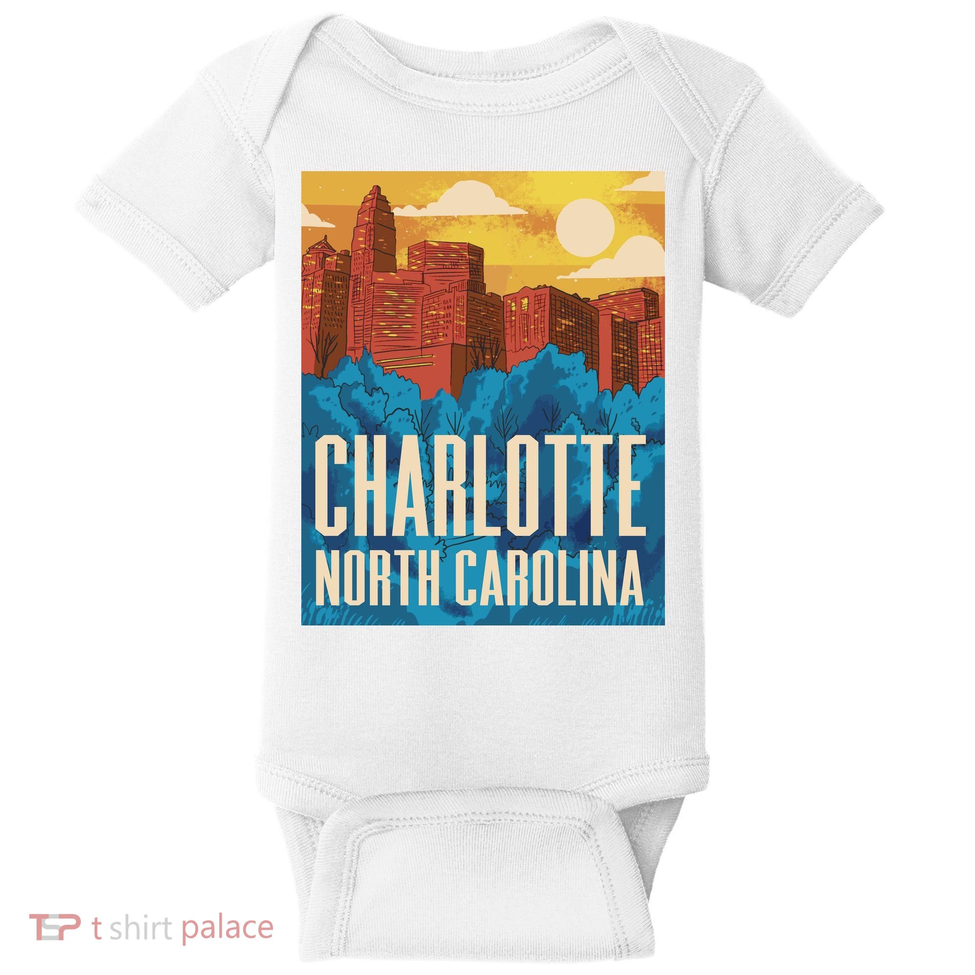 Charlotte North Carolina City Sunset Baby Bodysuit