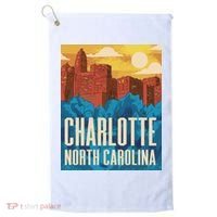 Charlotte North Carolina City Sunset Golf Towel thumb 0