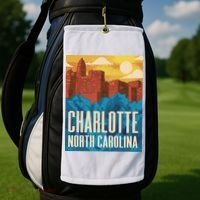 Charlotte North Carolina City Sunset Golf Towel thumb 2