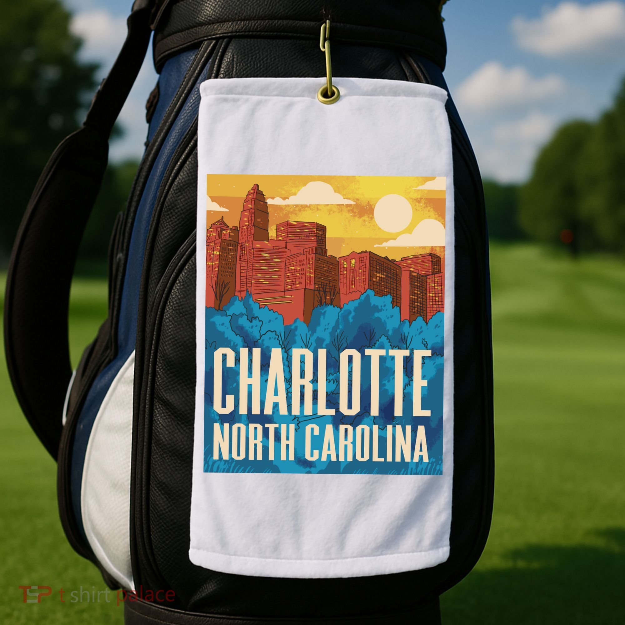 Charlotte North Carolina City Sunset Golf Towel