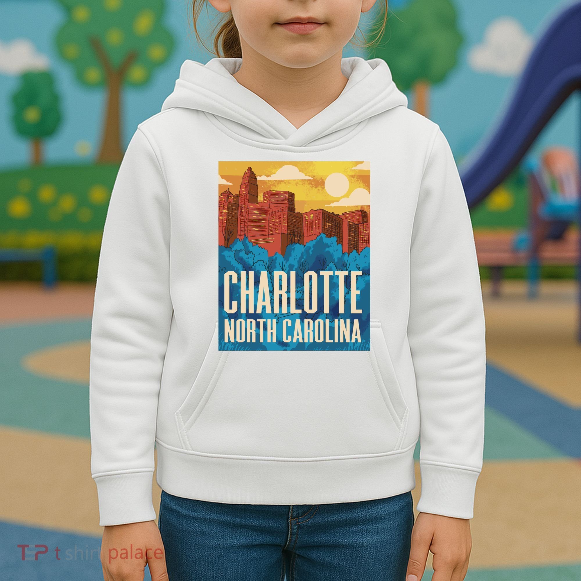Charlotte North Carolina City Sunset Kids Hoodie