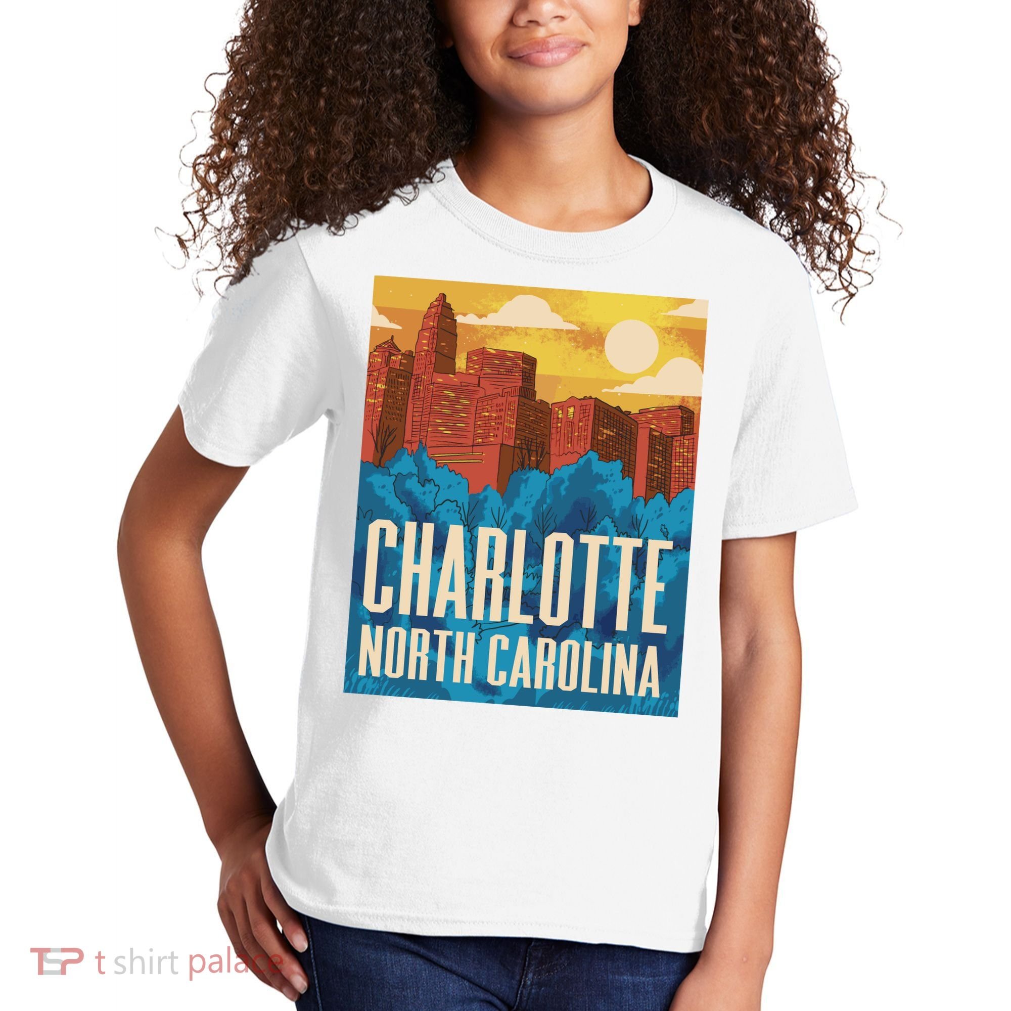 Charlotte North Carolina City Sunset Kids T-Shirt