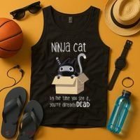 Cute Ninja Cat Tank Top thumb 4