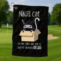 Cute Ninja Cat Golf Towel thumb 1