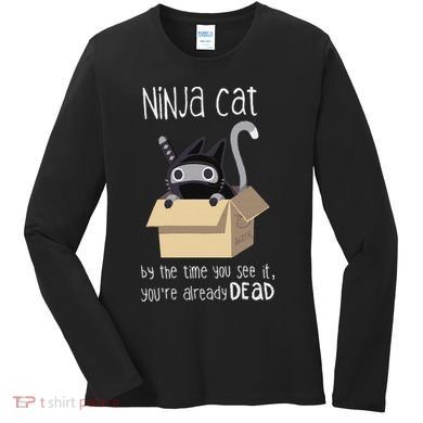 Cute Ninja Cat Women's Long Sleeve Shirt