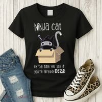 Cute Ninja Cat Women's T-Shirt thumb 3