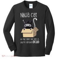 Cute Ninja Cat Kids Long Sleeve Shirt thumb 0