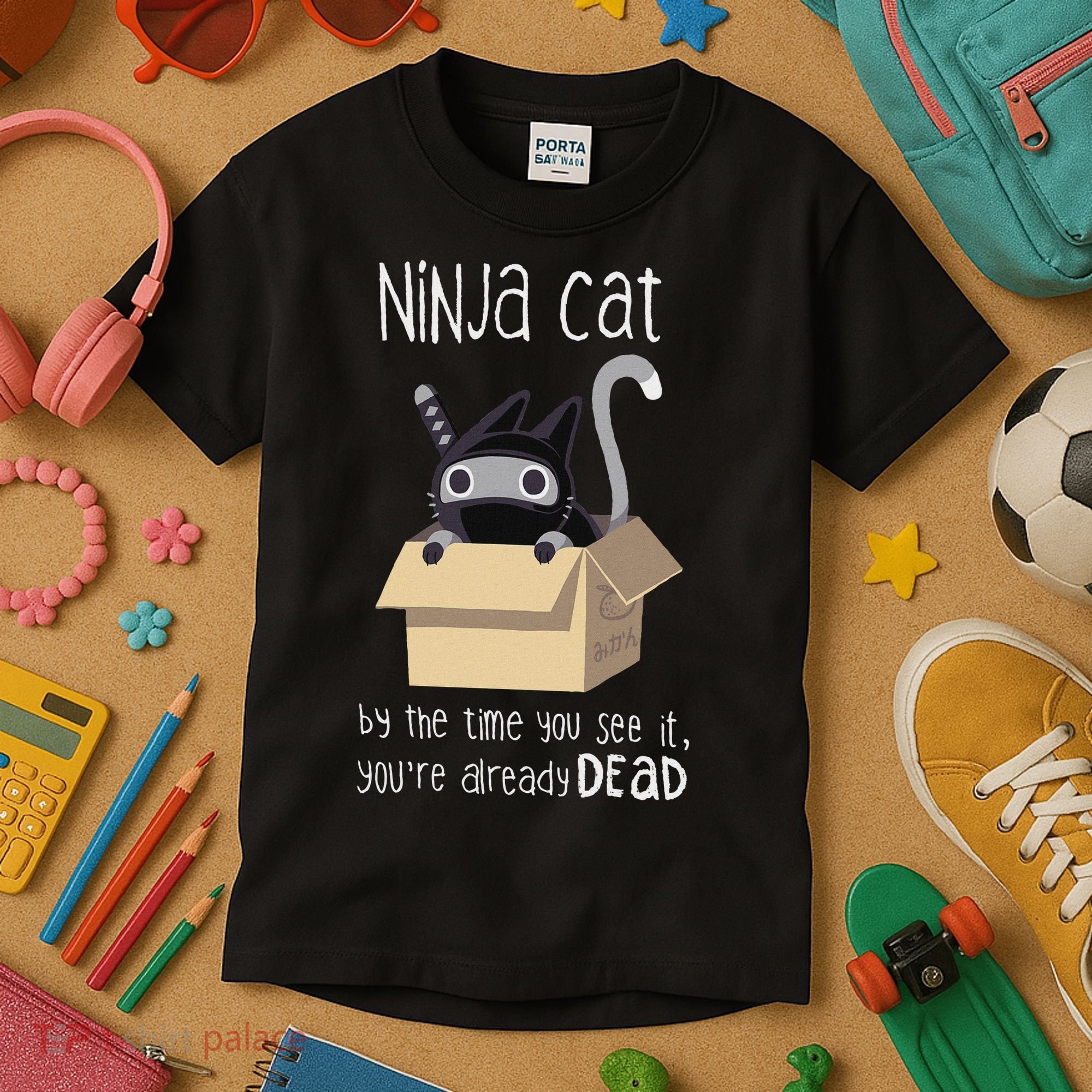 Cute Ninja Cat Kids T-Shirt