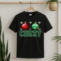 Chest Nuts Christmas Matching Couple Plaid Graphic Chestnuts  T-Shirt thumb 2