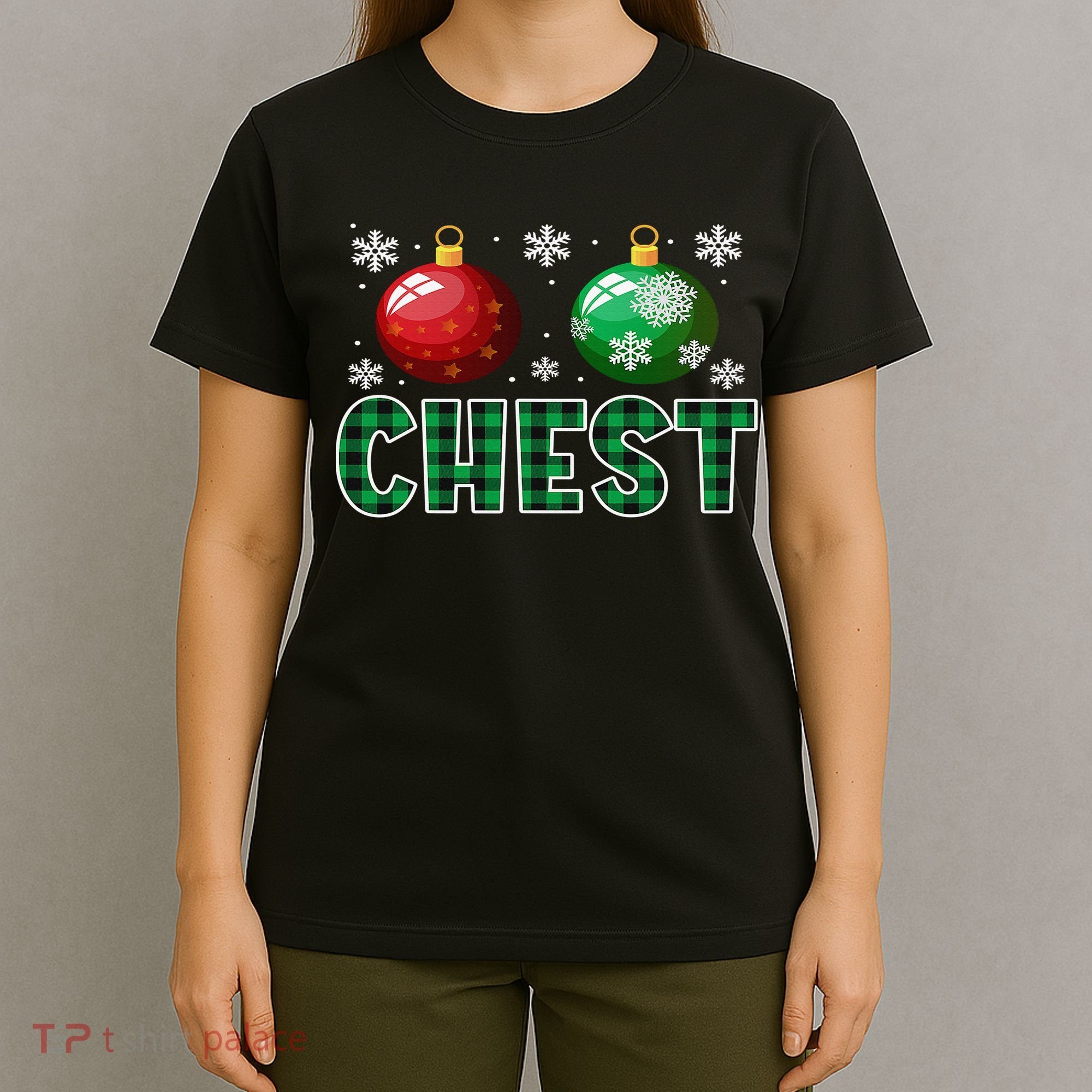 Chest Nuts Christmas Matching Couple Plaid Graphic Chestnuts  T-Shirt