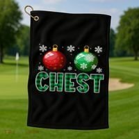 Chest Nuts Christmas Matching Couple Plaid Graphic Chestnuts  Golf Towel thumb 1