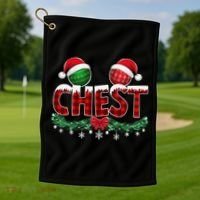 Chest Nuts Christmas Funny Matching Couple Chestnuts Xmas Golf Towel thumb 1