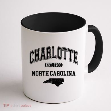 Charlotte North Carolina Est. 1768 Varsity Coffee Mug back