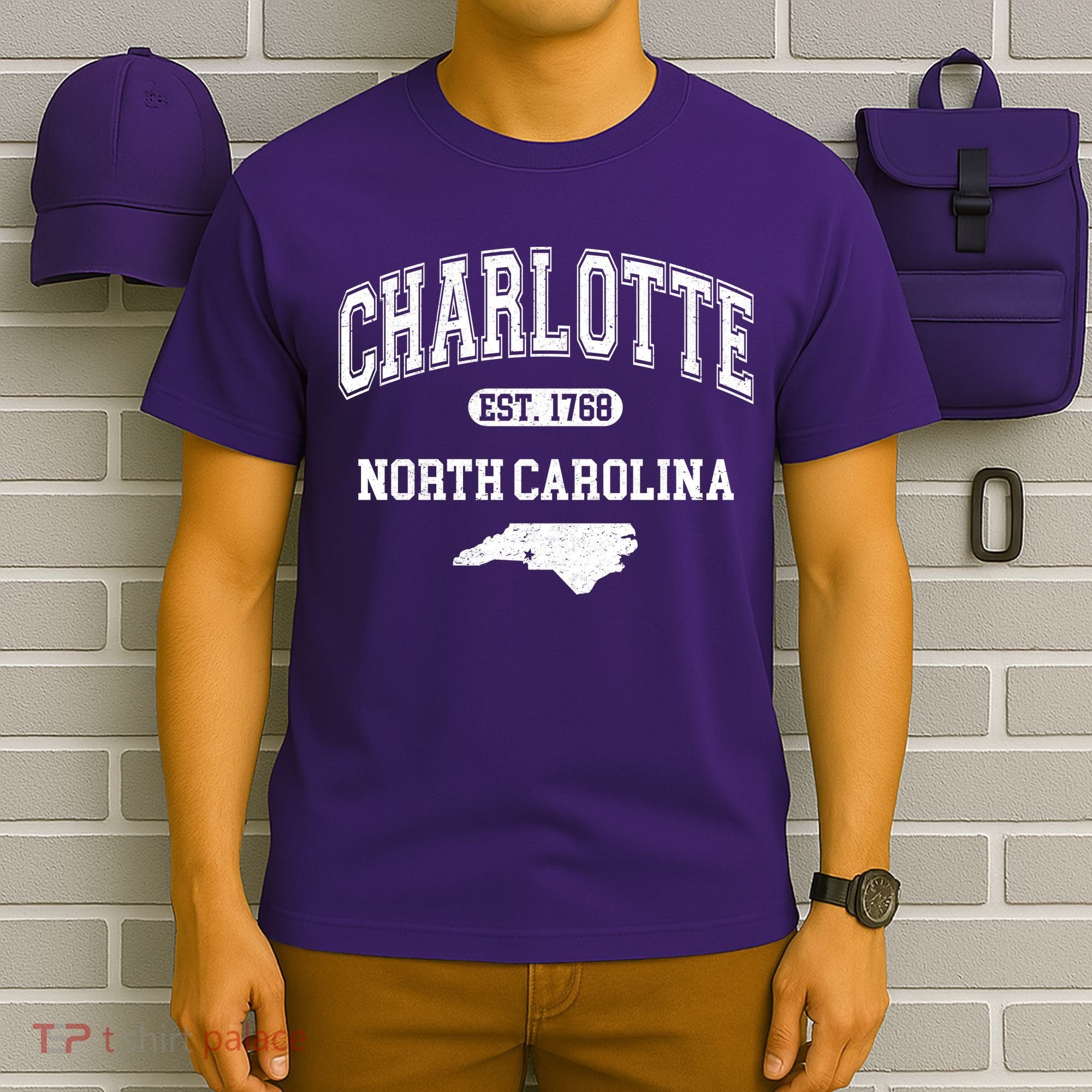 Charlotte North Carolina Est. 1768 Varsity T-Shirt