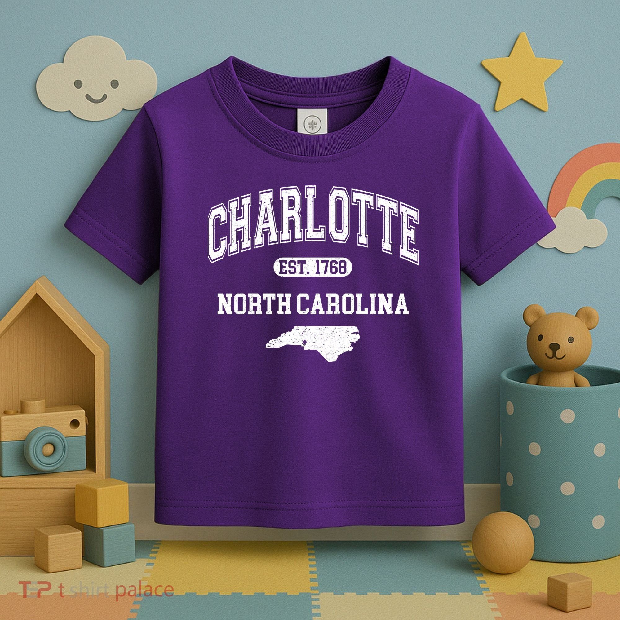Charlotte North Carolina Est. 1768 Varsity Toddler T-Shirt