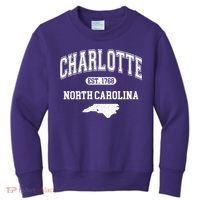 Charlotte North Carolina Est. 1768 Varsity Kids Sweatshirt thumb 0