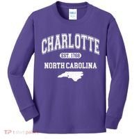 Charlotte North Carolina Est. 1768 Varsity Kids Long Sleeve Shirt thumb 0