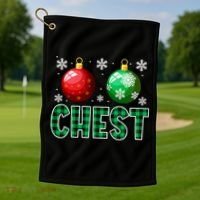 Chest Nuts Christmas Funny Couples Christmas Chestnuts Golf Towel thumb 1