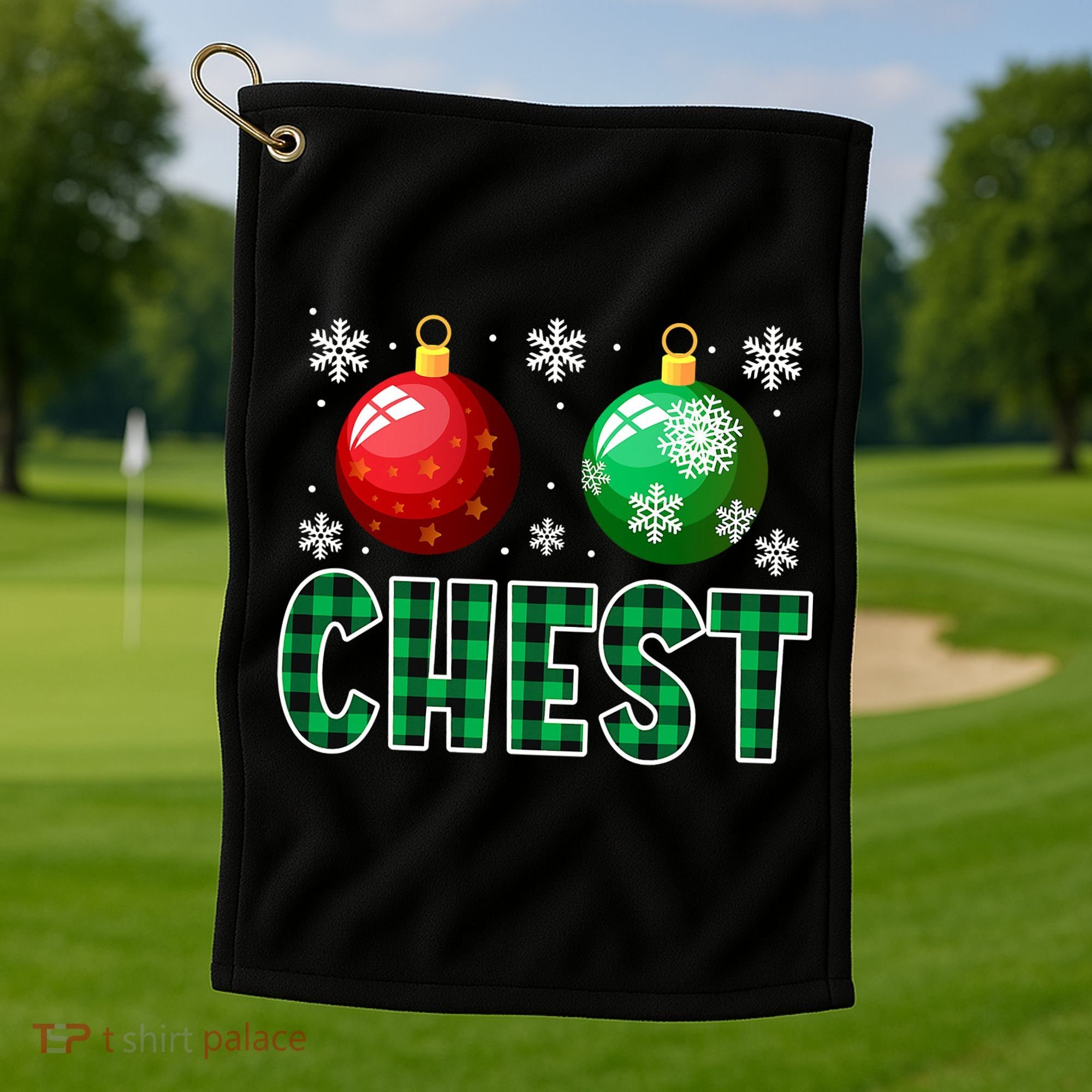 Chest Nuts Christmas Funny Couples Christmas Chestnuts Golf Towel