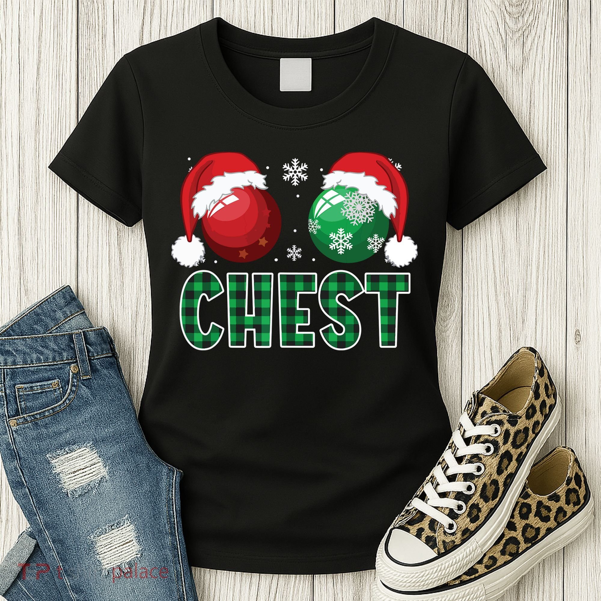 Chest Nuts Christmas Shirts Funny Matching Couple Chestnuts Women's T-Shirt