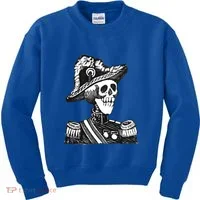 Calaca Naval Capitan Cool Gift Mexico Skeleton Style Gift Kids Sweatshirt thumb 0