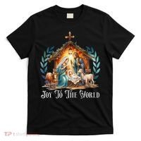 Christmas Nativity Christian Birth Of Jesus Joy To The World Gift T-Shirt thumb 0