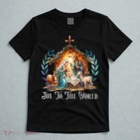 Christmas Nativity Christian Birth Of Jesus Joy To The World Gift T-Shirt thumb 5