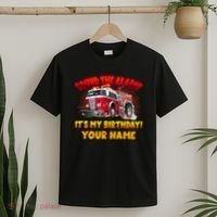 Custom Name Funny Sound The Alarm It's My Birthday Firetruck T-Shirt thumb 2