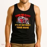 Custom Name Funny Sound The Alarm It's My Birthday Firetruck Tank Top thumb 3