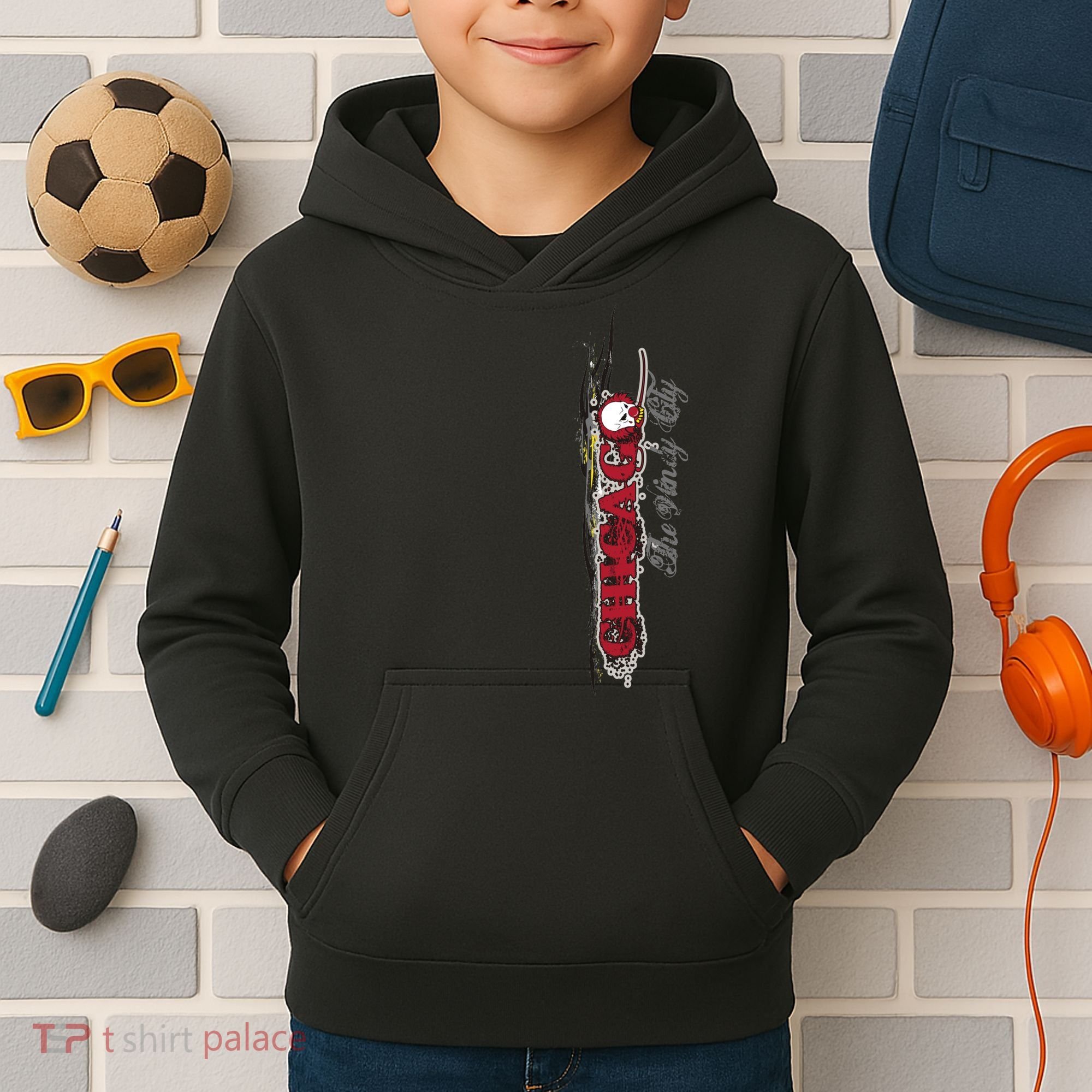 Chicago No Funny Business Clown Kids Hoodie