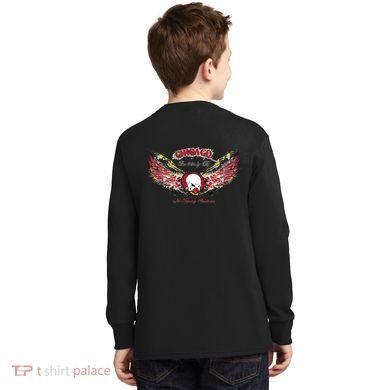 Chicago No Funny Business Clown Kids Long Sleeve Shirt back