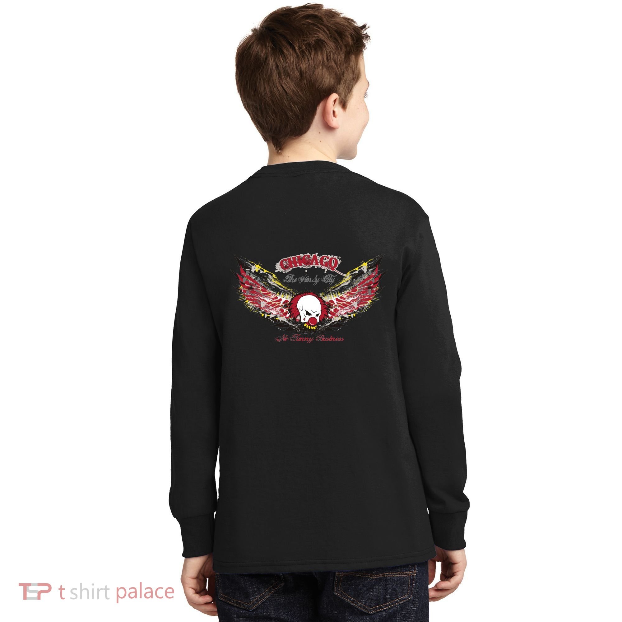Chicago No Funny Business Clown Kids Long Sleeve Shirt