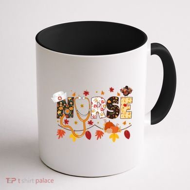 Cute Nurse Fall Thanksgiving Autumn Coffee Mug back