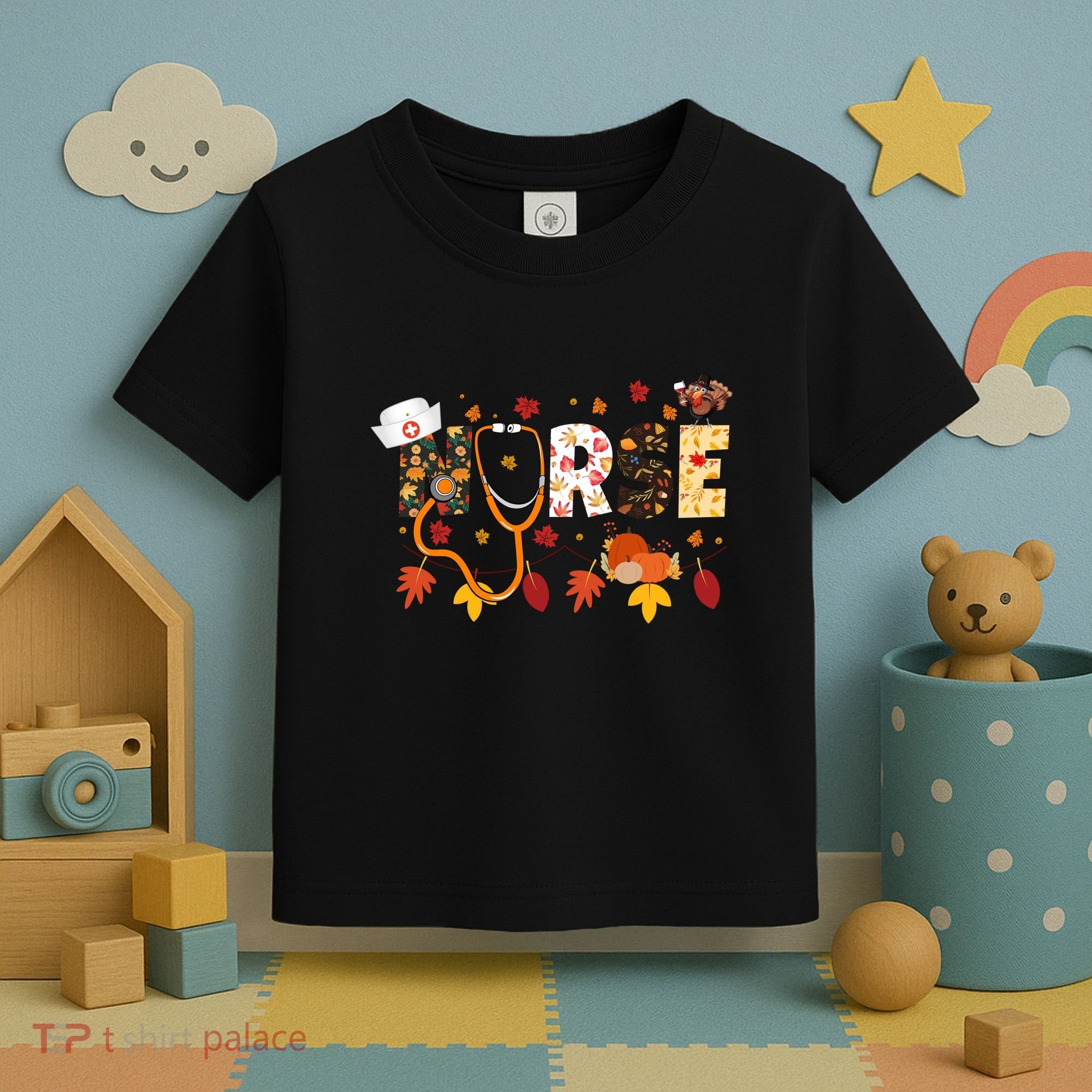 Cute Nurse Fall Thanksgiving Autumn Toddler T-Shirt