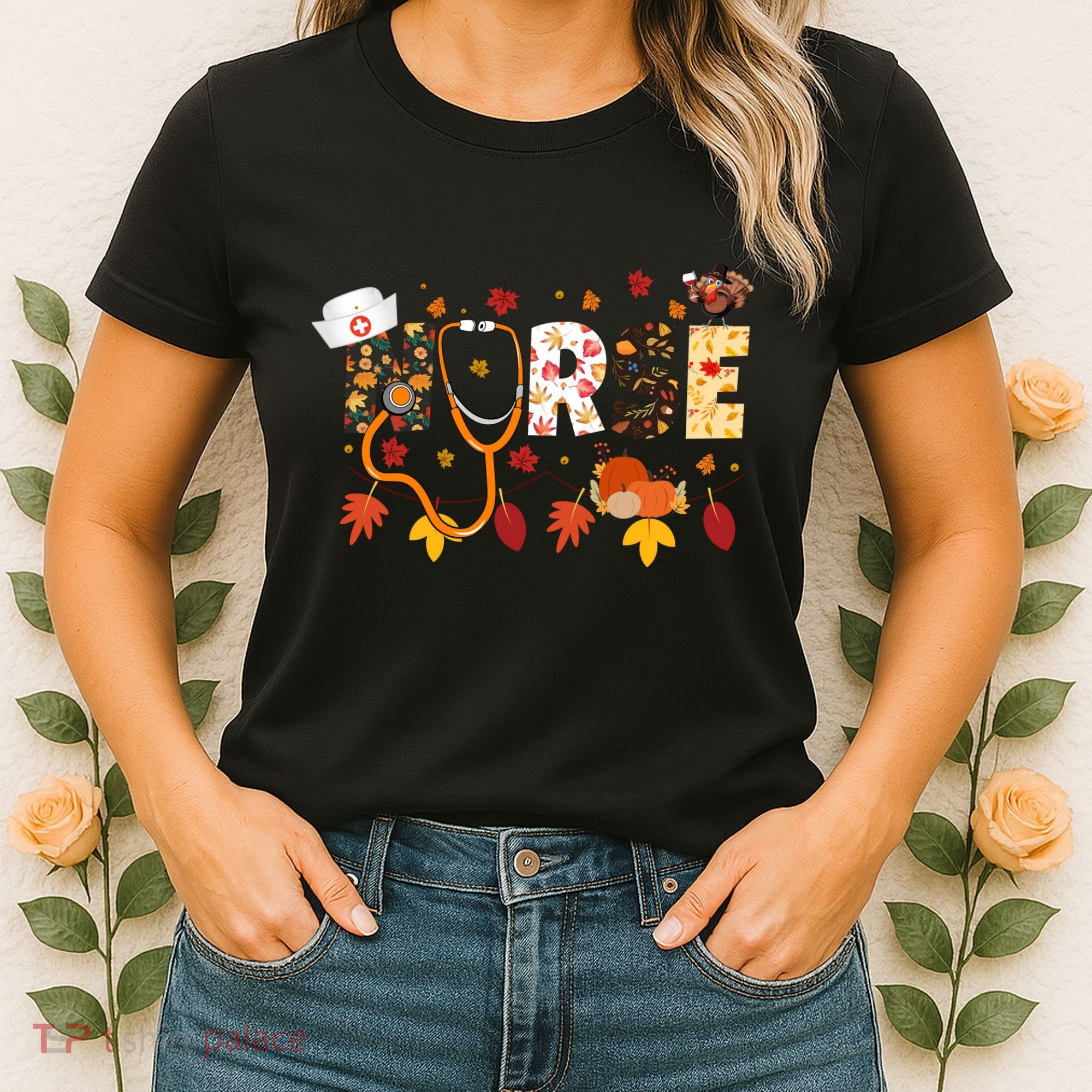 Cute Nurse Fall Thanksgiving Autumn Women's T-Shirt