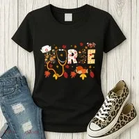 Cute Nurse Fall Thanksgiving Autumn Women's T-Shirt thumb 3