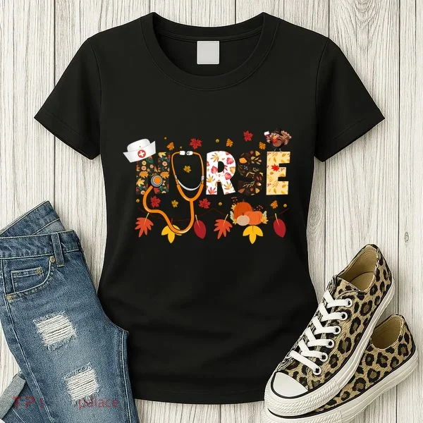 Cute Nurse Fall Thanksgiving Autumn Women's T-Shirt