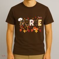 Cute Nurse Fall Thanksgiving Autumn T-Shirt thumb 3